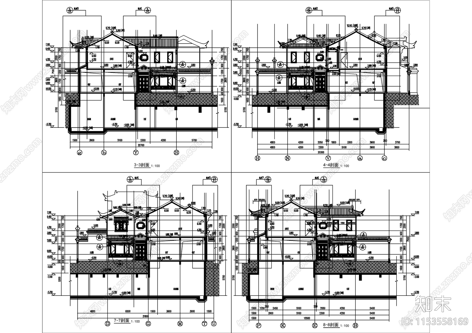 成套旅游景区商业街古建cad施工图下载【ID:1153558169】