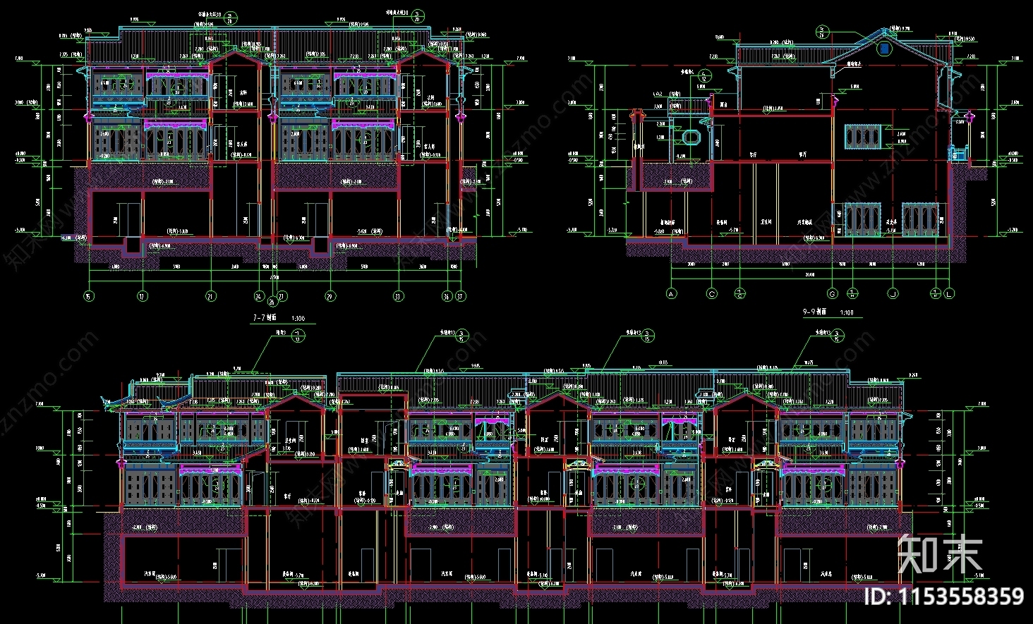 仿古建筑cad施工图下载【ID:1153558359】