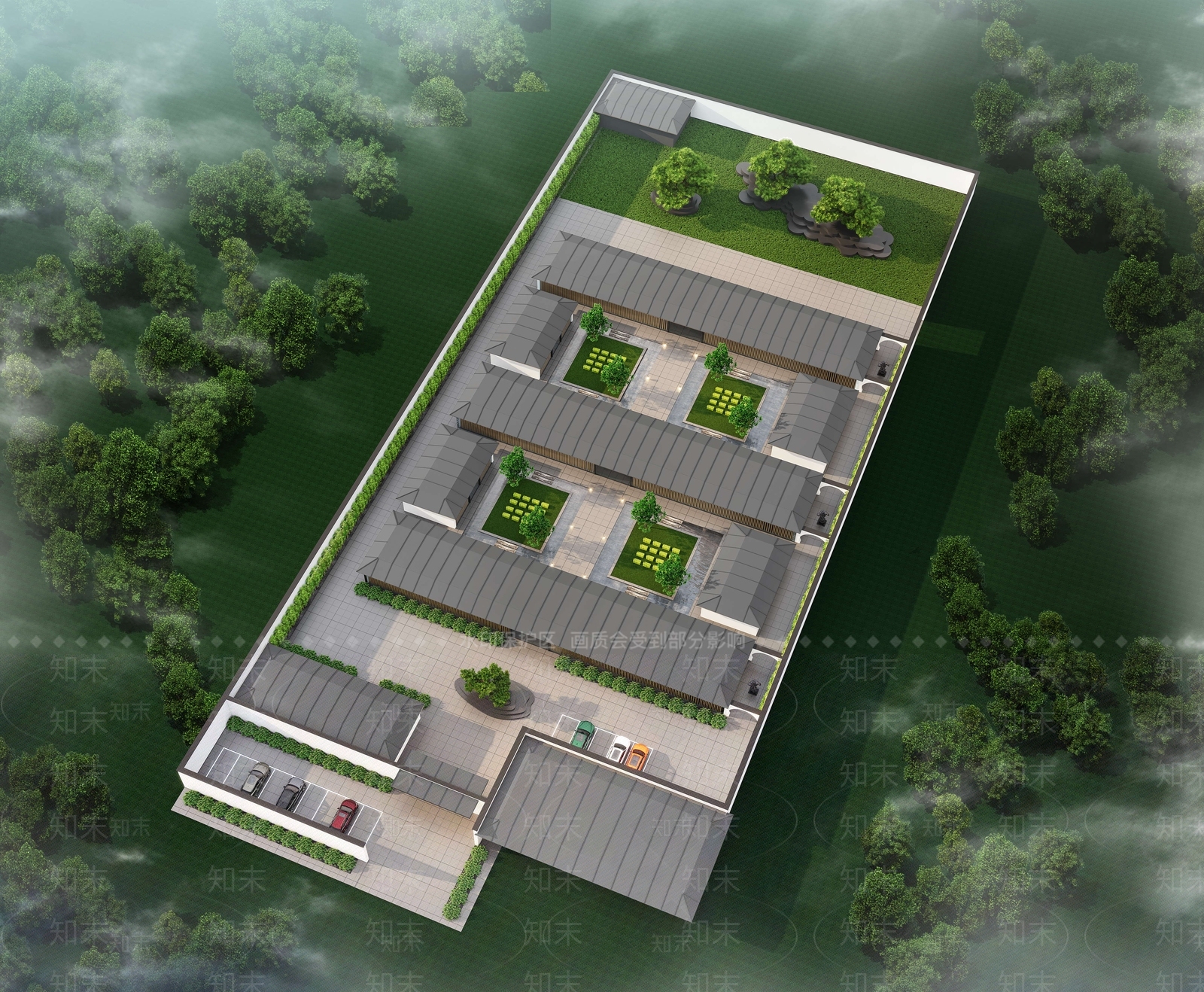 新中式庭院景观3D模型下载【ID:1153559335】