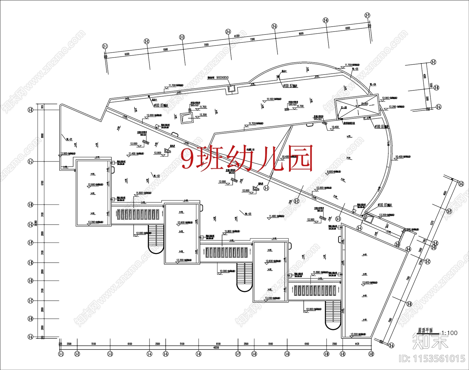 现代9班幼儿园cad施工图下载【ID:1153561015】