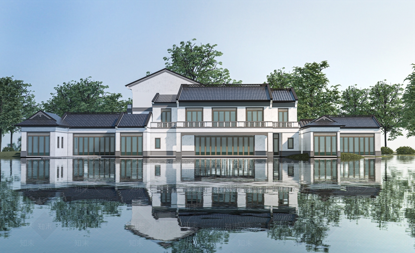 新中式住宅外观3D模型下载【ID:1153561166】