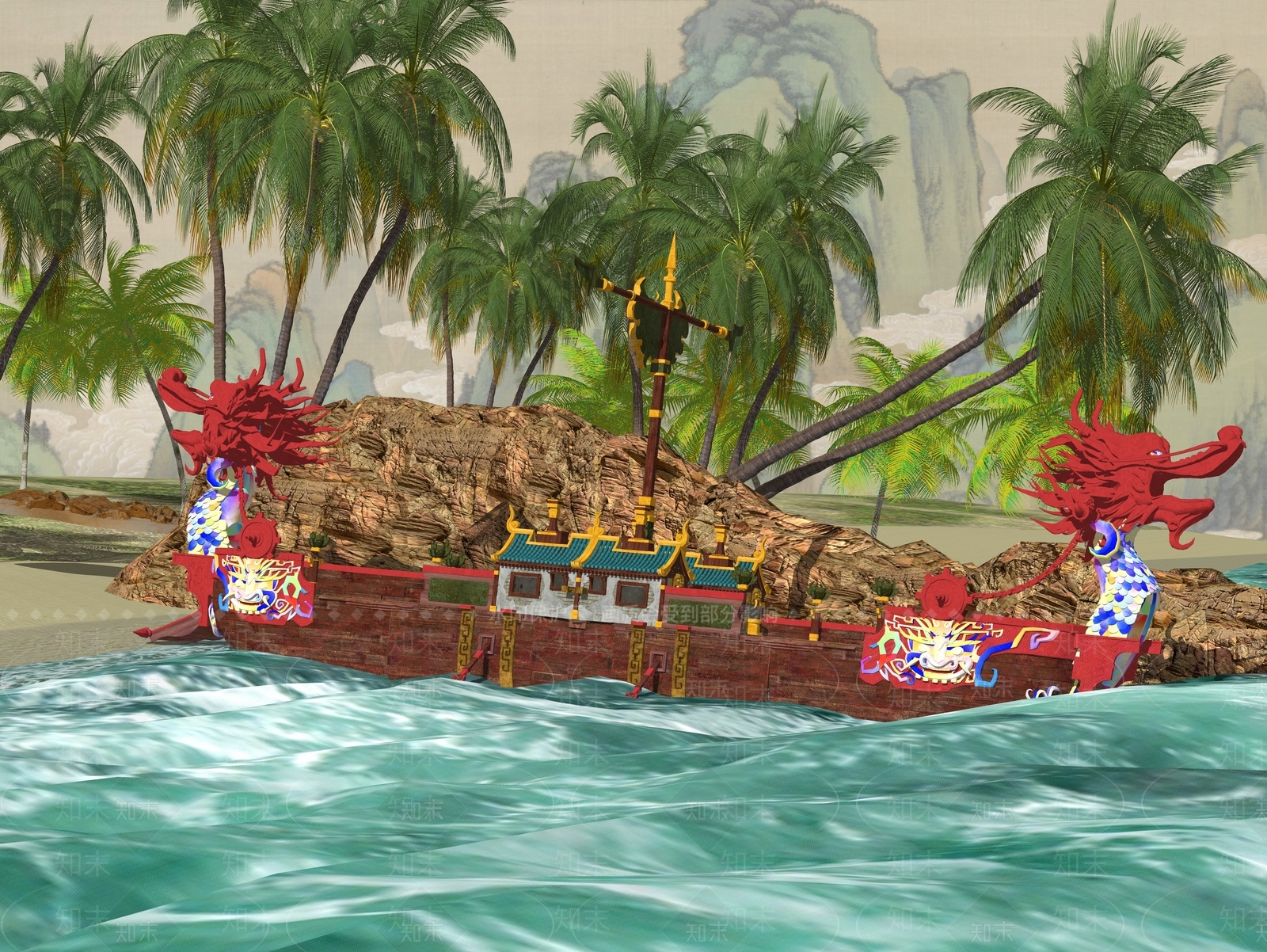 龙头船SU模型下载【ID:1153563463】