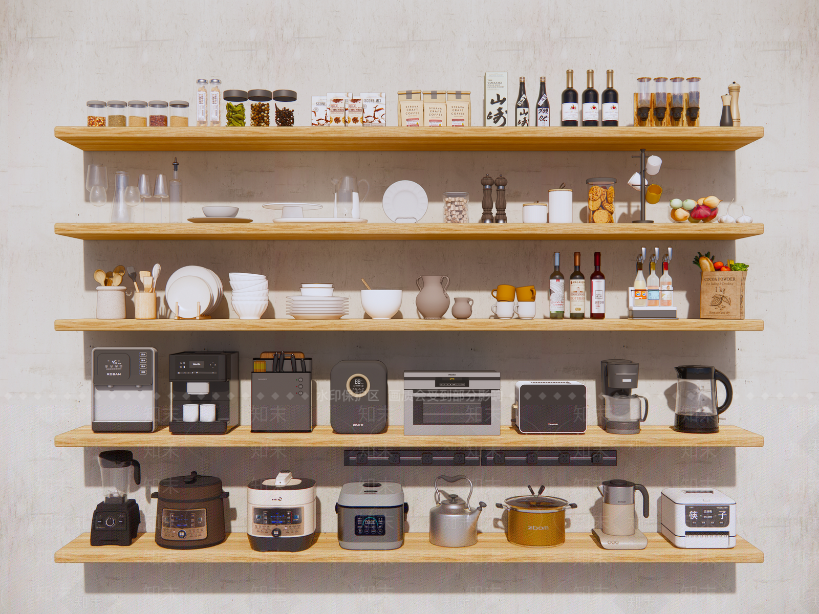 厨房用品组合SU模型下载【ID:1153570300】