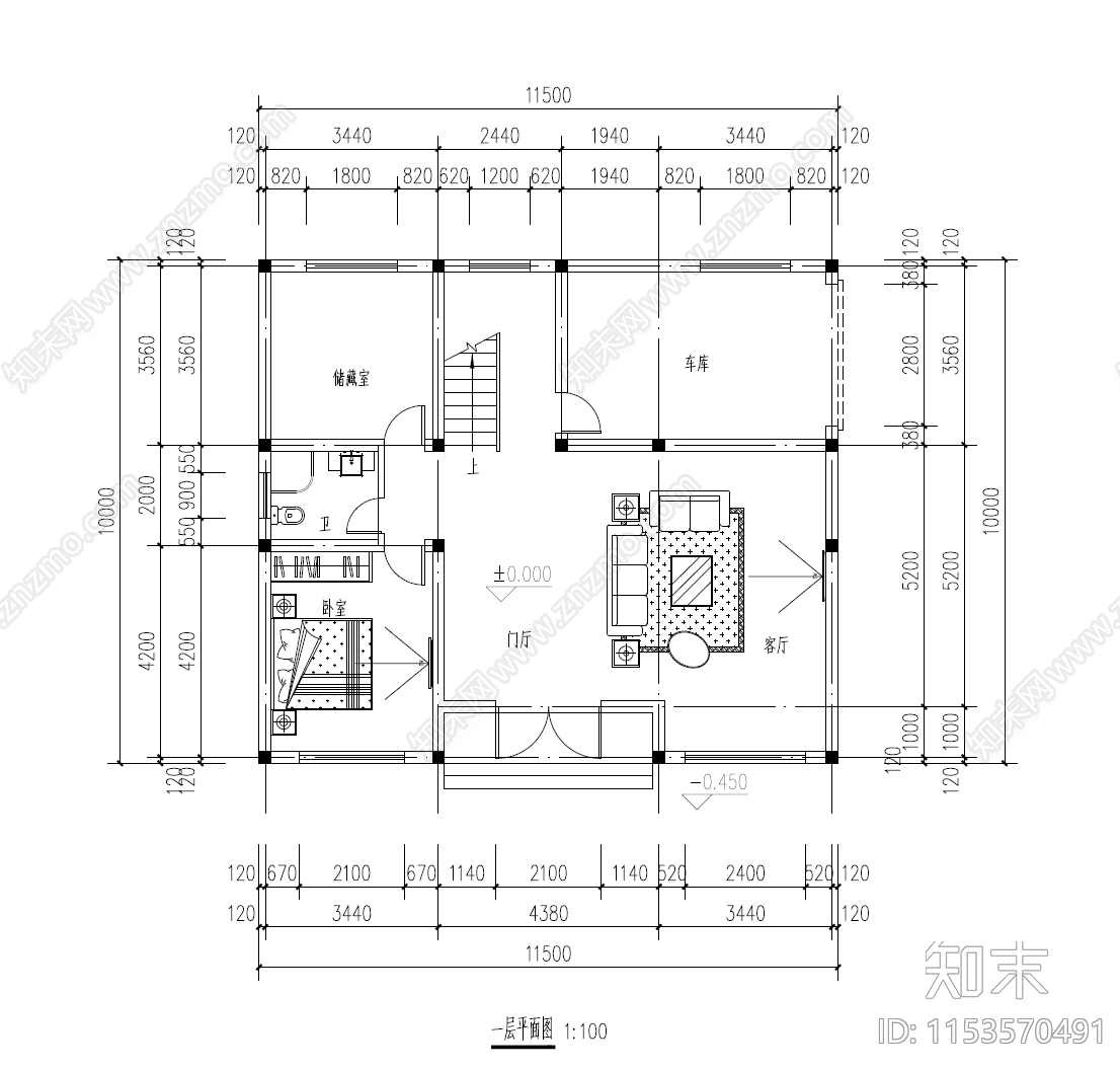 420平三层别墅平面设计图cad施工图下载【ID:1153570491】