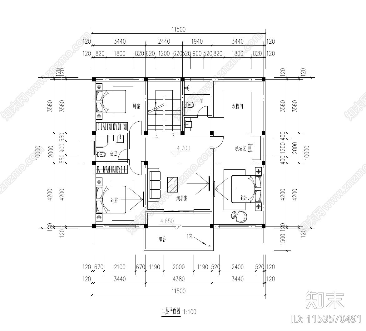 420平三层别墅平面设计图cad施工图下载【ID:1153570491】