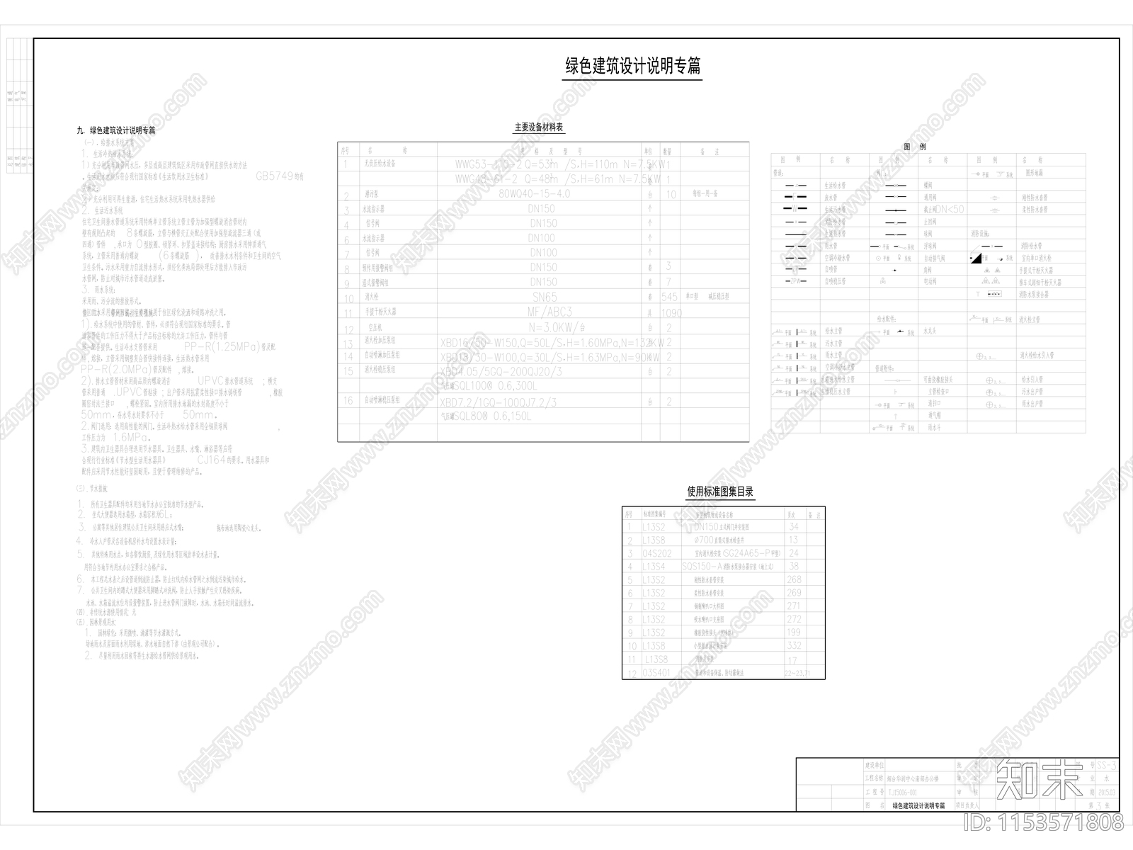 华润中心高层办公楼给排水施工图下载【ID:1153571808】