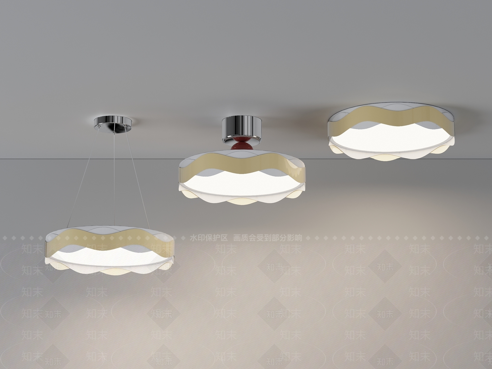 现代灯具组合3D模型下载【ID:1153574499】