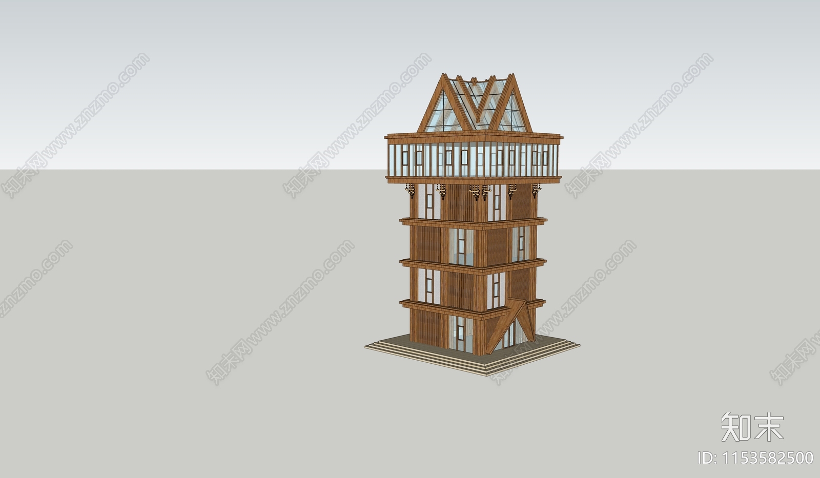 现代森林瞭望塔SU模型下载【ID:1153582500】