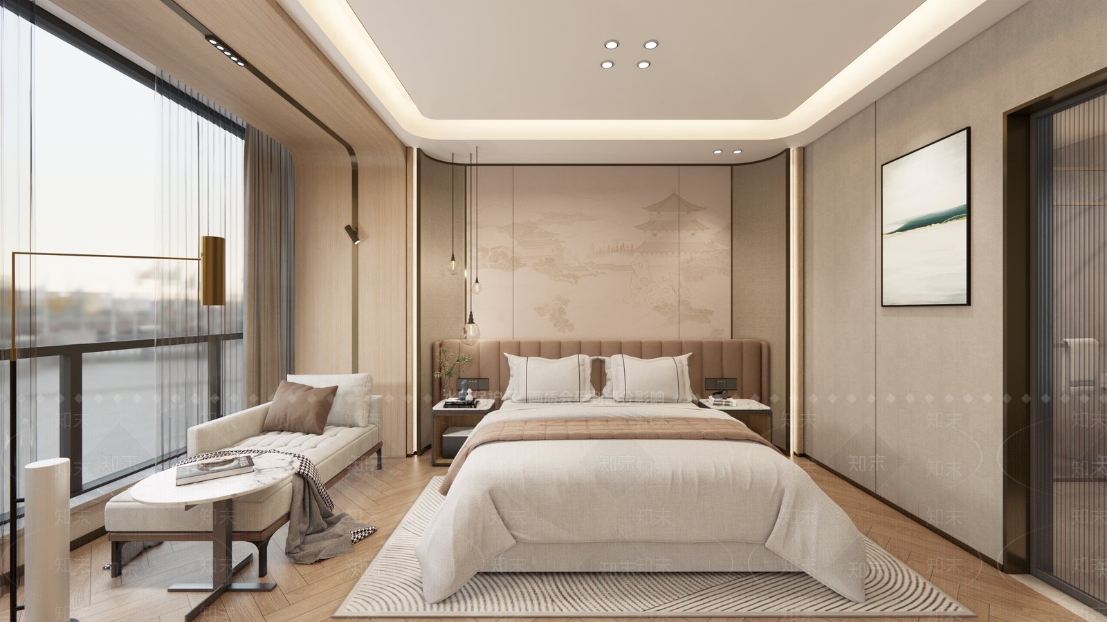 新中式酒店客房SU模型下载【ID:1156404073】