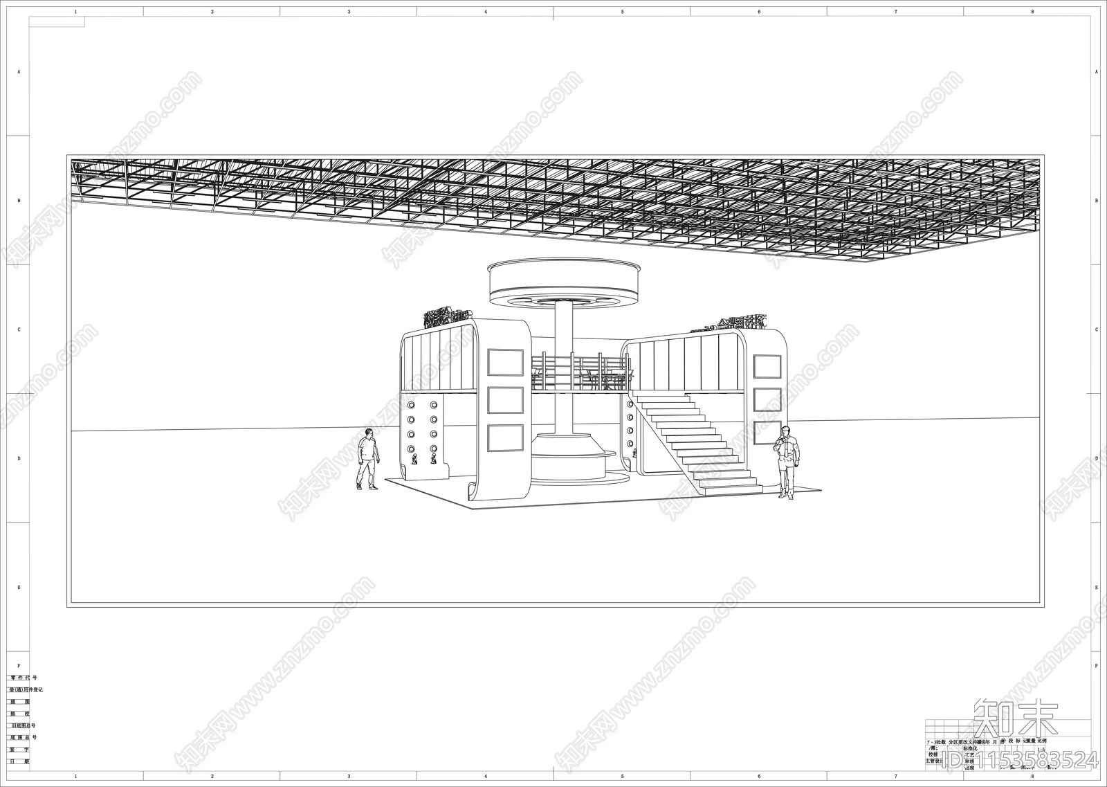 科技展览线稿图设计cad施工图下载【ID:1153583524】