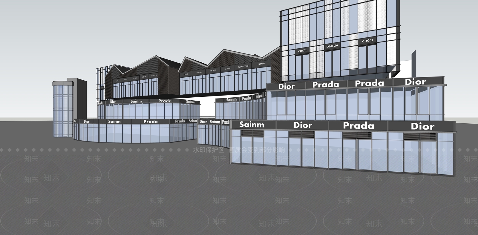 新中式商场SU模型下载【ID:1153588392】
