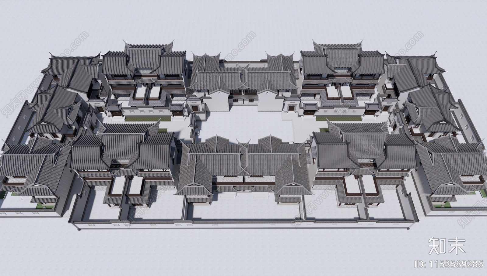 中式四合院SU模型下载【ID:1153589286】