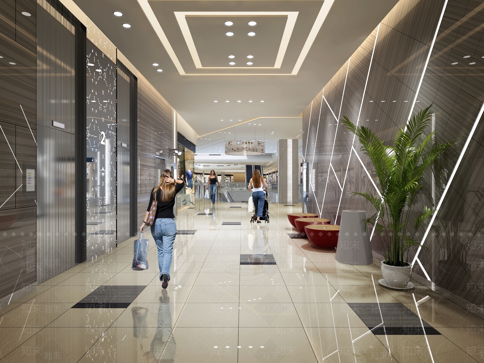 现代商场过道3D模型下载【ID:1153590897】