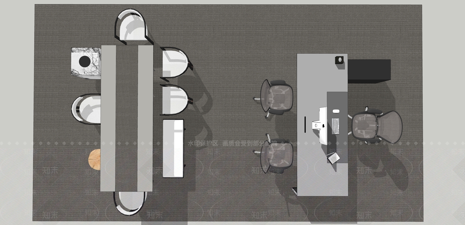 现代升降办公桌SU模型下载【ID:1153589769】
