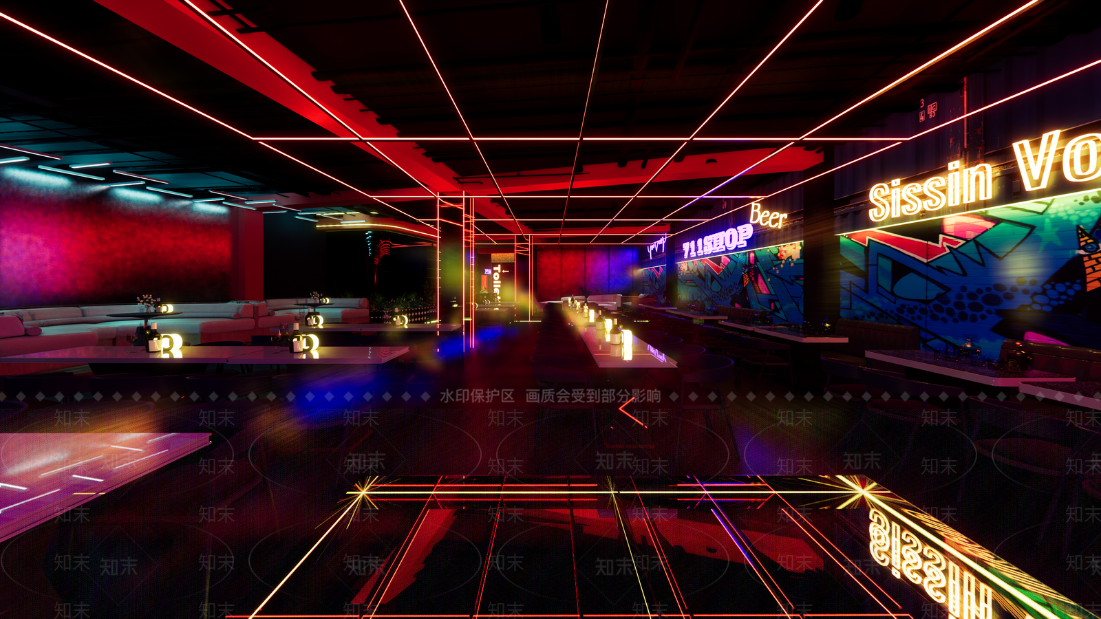 现代赛博朋克风夜店酒吧SU模型下载【ID:1153593520】
