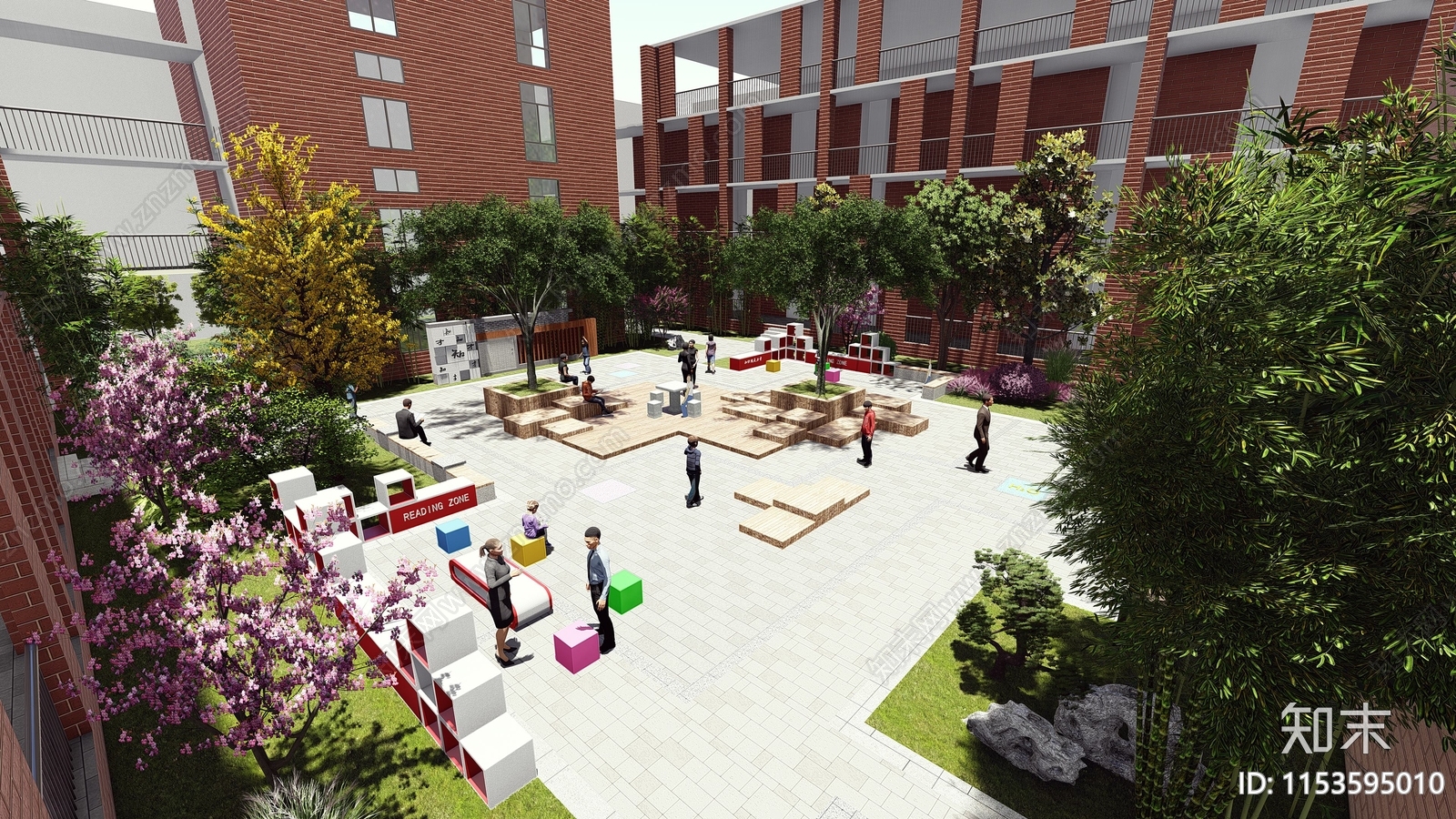 现代校园景观中庭景观设计施工图下载【ID:1153595010】