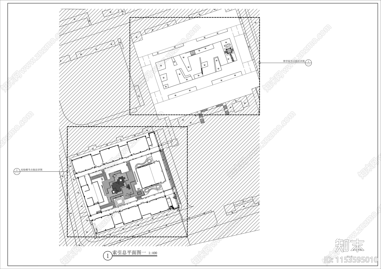 现代校园景观中庭景观设计cad施工图下载【ID:1153595010】