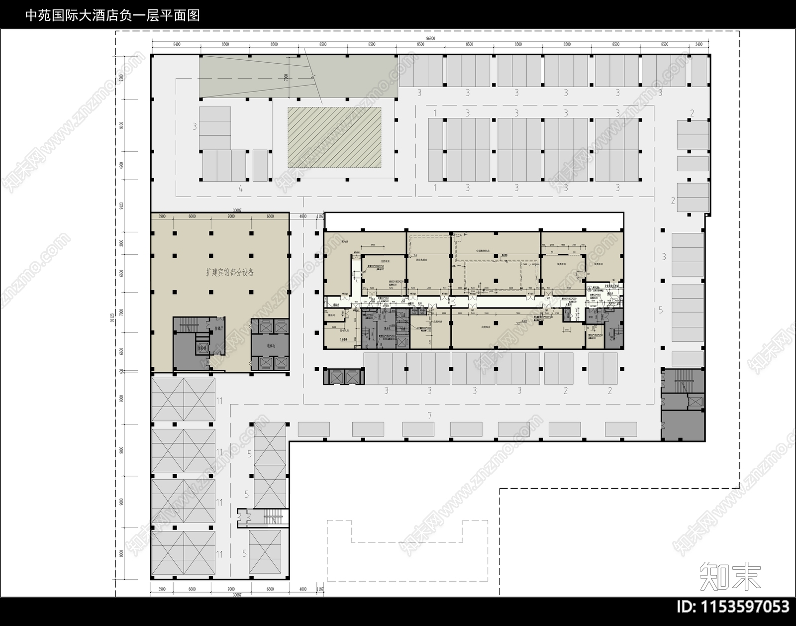 中苑国际酒店三层平面设计施工图下载【ID:1153597053】