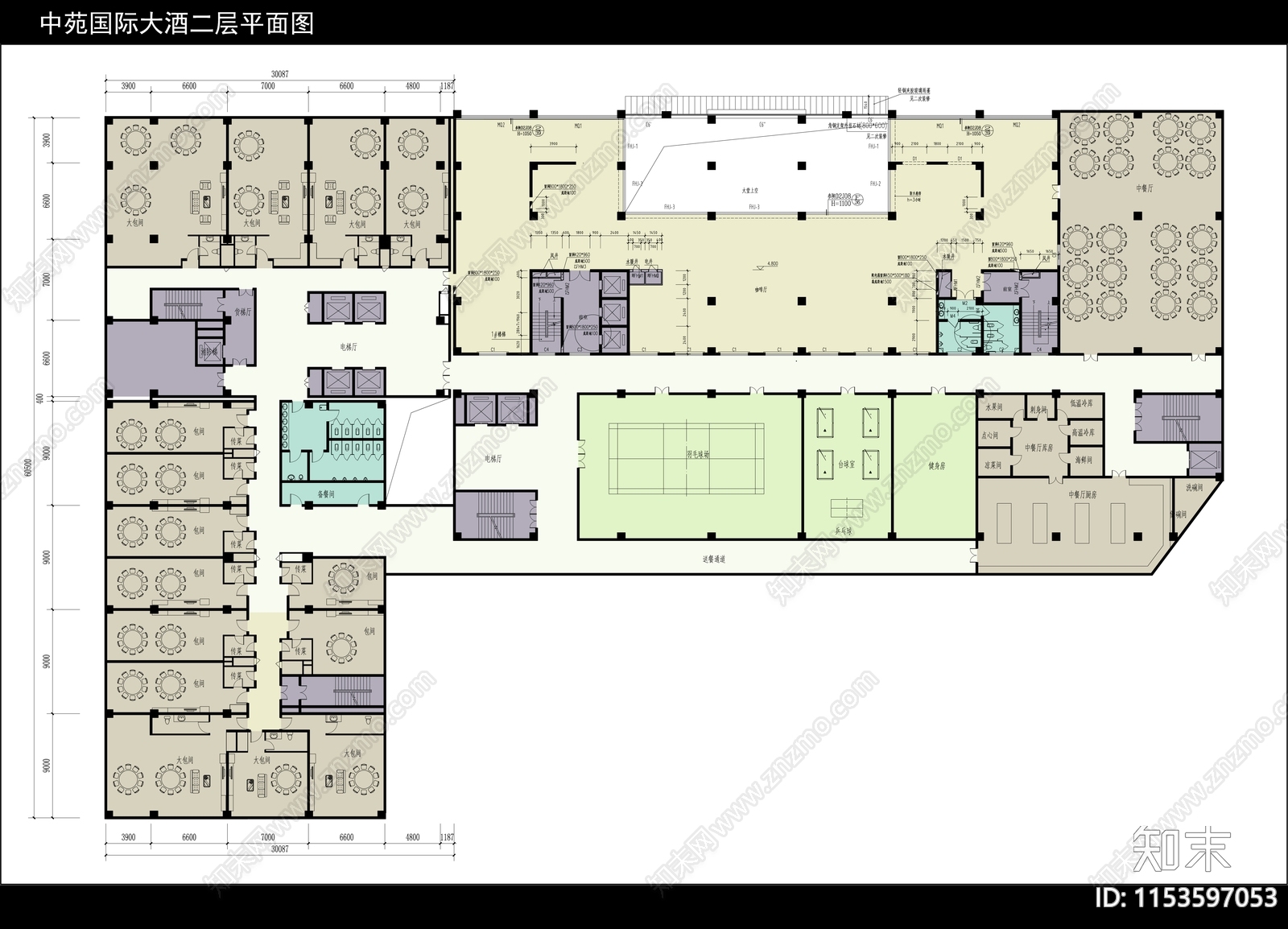 中苑国际酒店三层平面设计施工图下载【ID:1153597053】