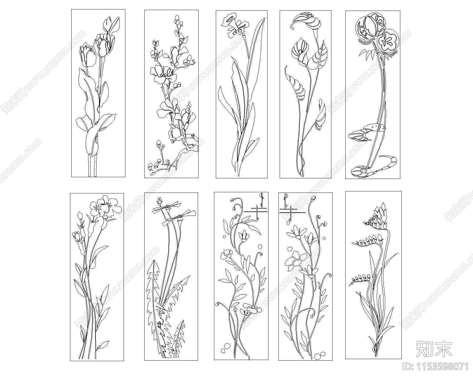 花朵植物盆栽施工图下载【ID:1153598071】