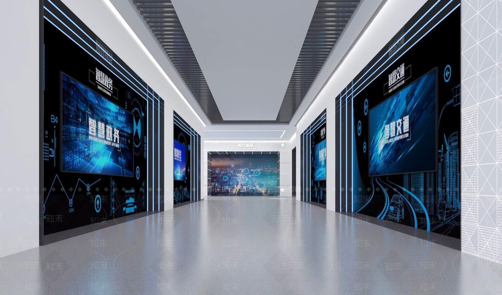 现代智慧科技展厅SU模型下载【ID:1153602563】