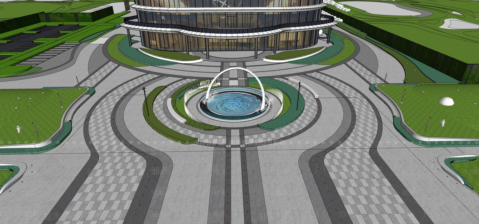 现代办公入口景观SU模型下载【ID:1153604102】
