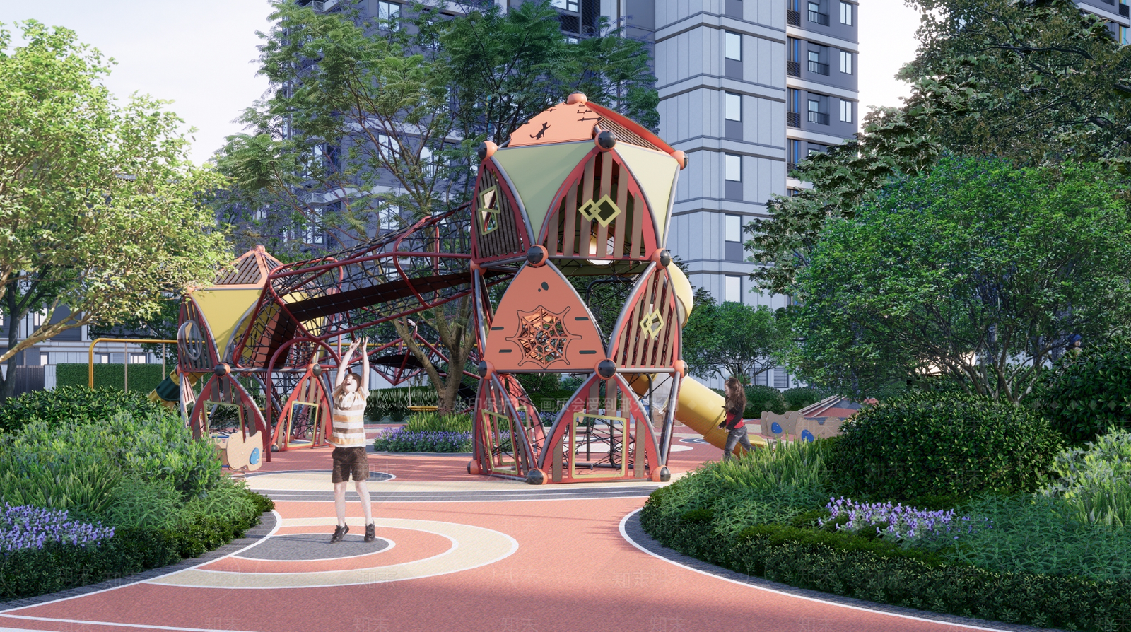 现代林下儿童活动场地SU模型下载【ID:1153607953】