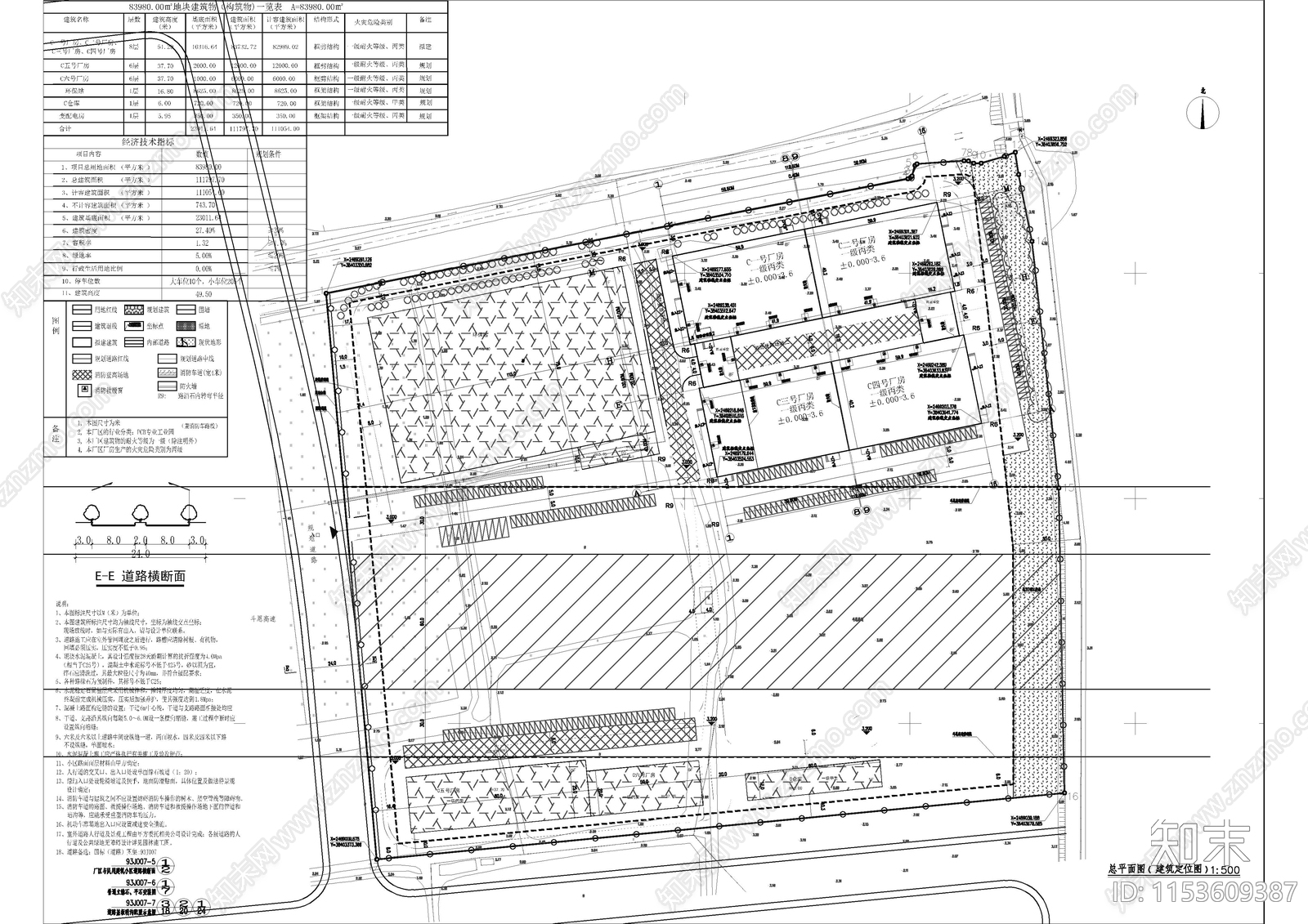 整套智谷产业园8层厂房建筑施工项目cad施工图下载【ID:1153609387】