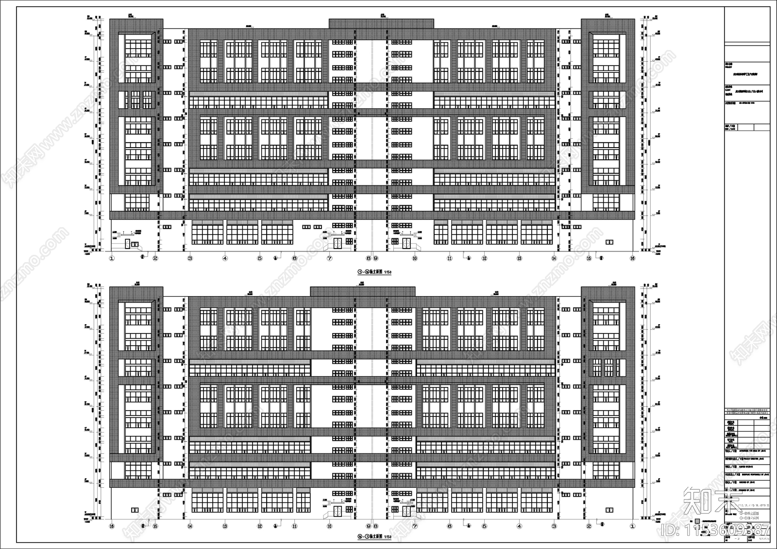 整套智谷产业园8层厂房建筑施工项目cad施工图下载【ID:1153609387】