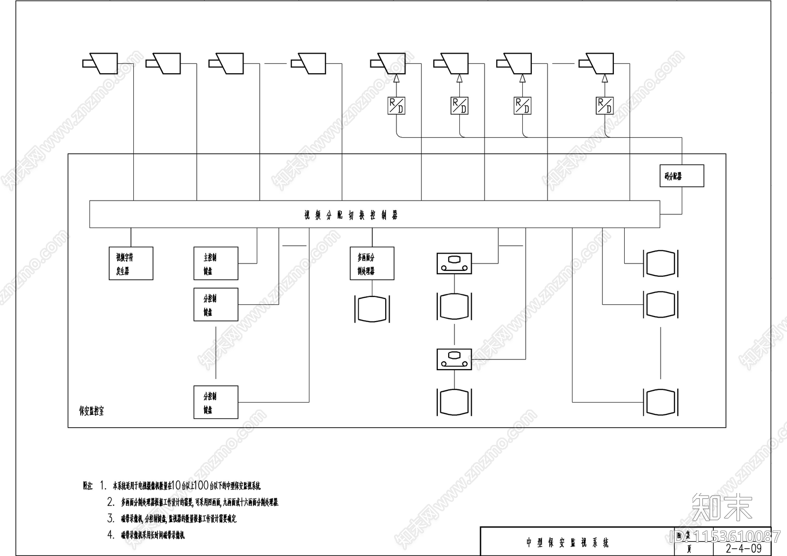 安防报警楼宇对讲系统cad施工图下载【ID:1153610087】