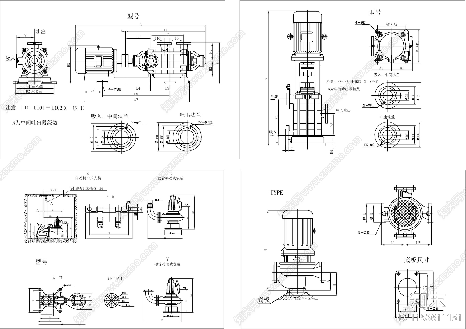 给排水制图图例水泵cad施工图下载【ID:1153611151】