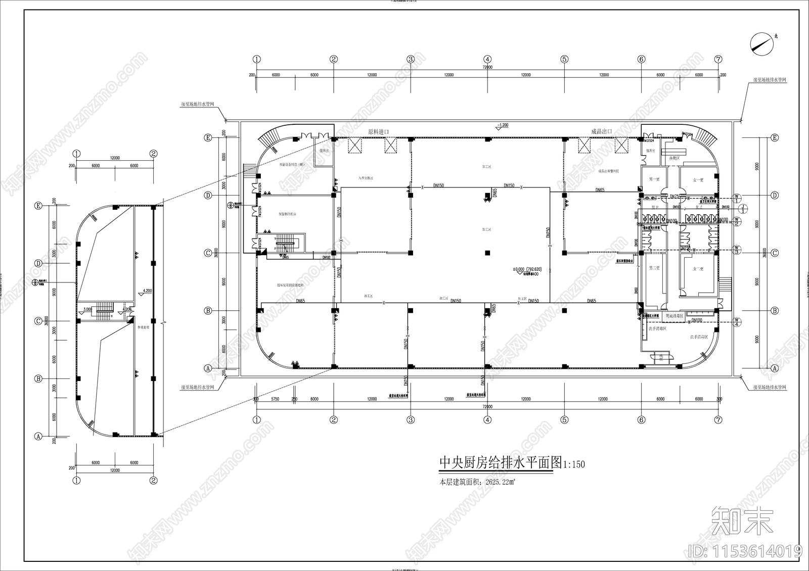 中央厨房给排水cad施工图下载【ID:1153614019】