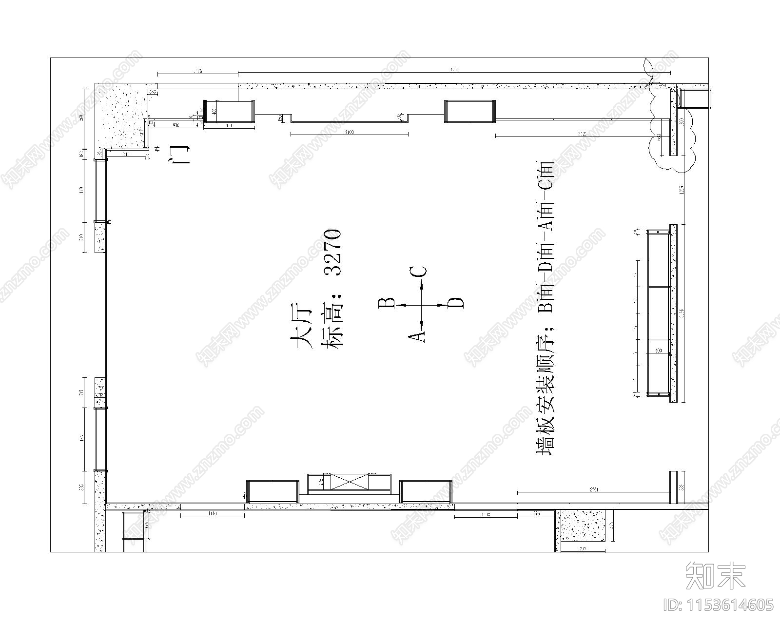 西安展厅大厅建筑设计cad施工图下载【ID:1153614605】