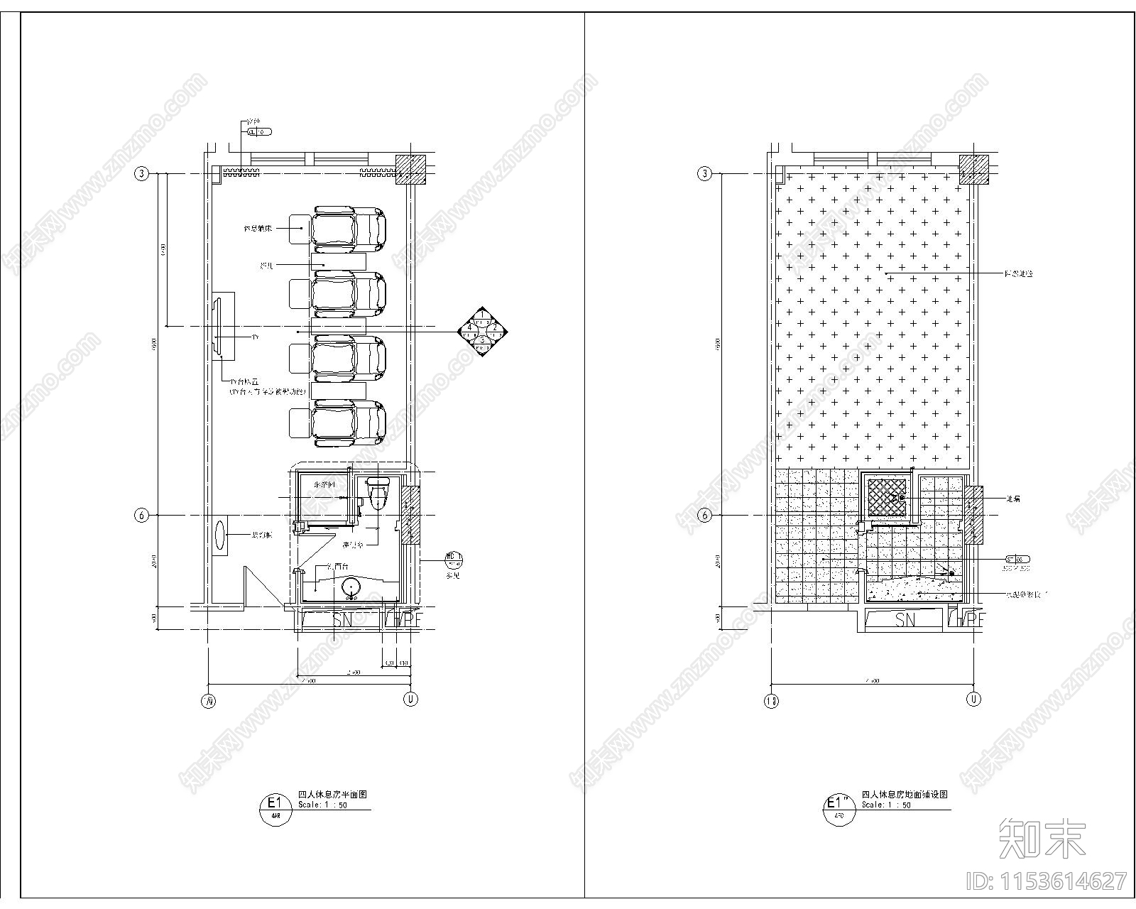 桑拿休息室设计cad施工图下载【ID:1153614627】