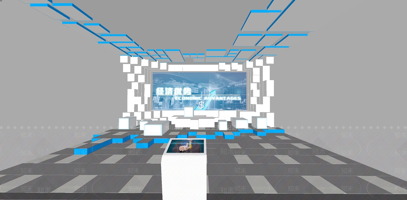 现代经济数据科技展厅SU模型下载【ID:1153616928】
