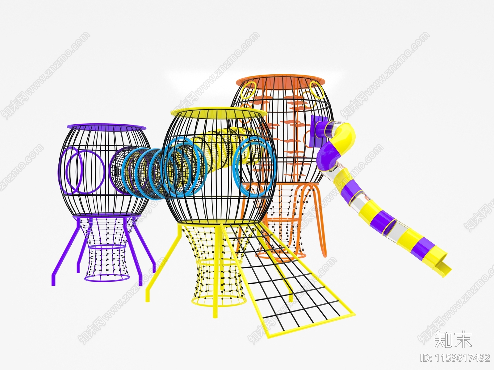 儿童无动力游乐器材3D模型下载【ID:1153617432】