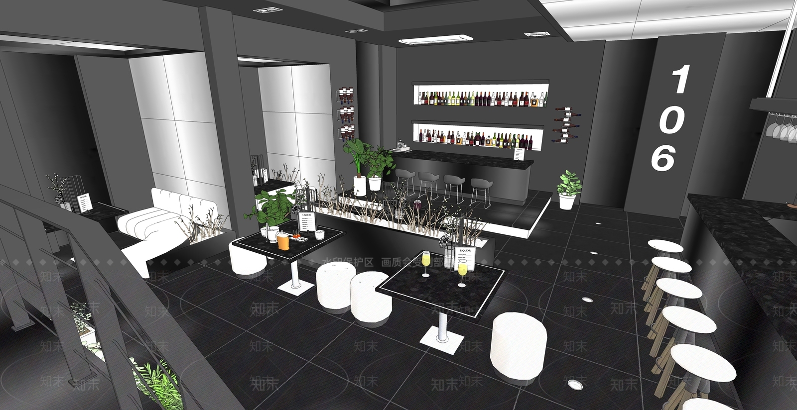 现代酒吧SU模型下载【ID:1153619190】