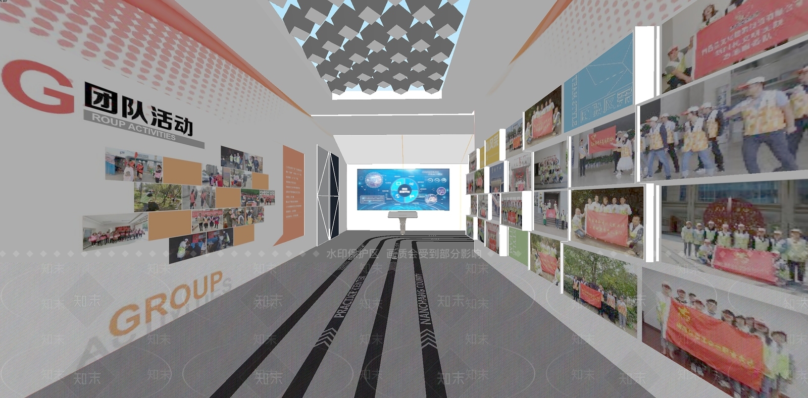 现代党建宣传教育展厅SU模型下载【ID:1153619337】