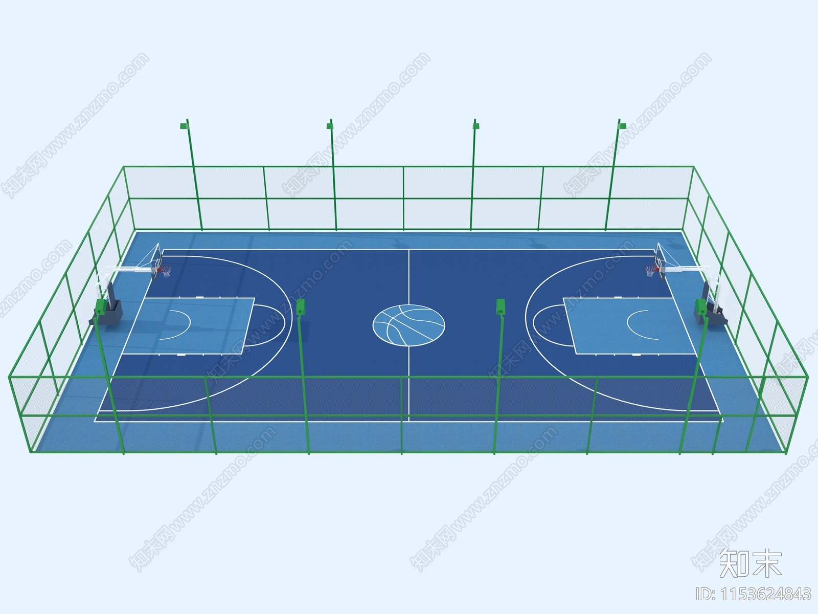 现代户外篮球场3D模型下载【ID:1153624843】