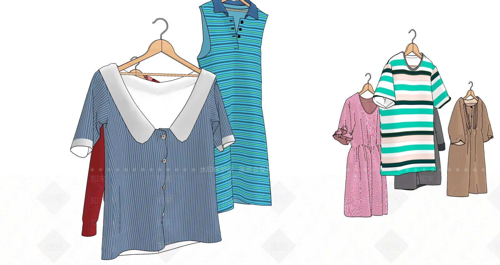 特色衣服SU模型下载【ID:1153625163】