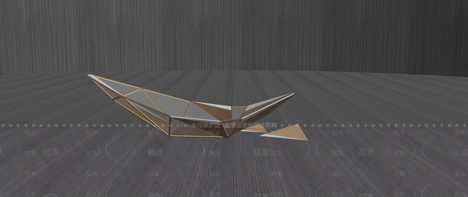 现代小船雕塑装置SU模型下载【ID:1153626485】