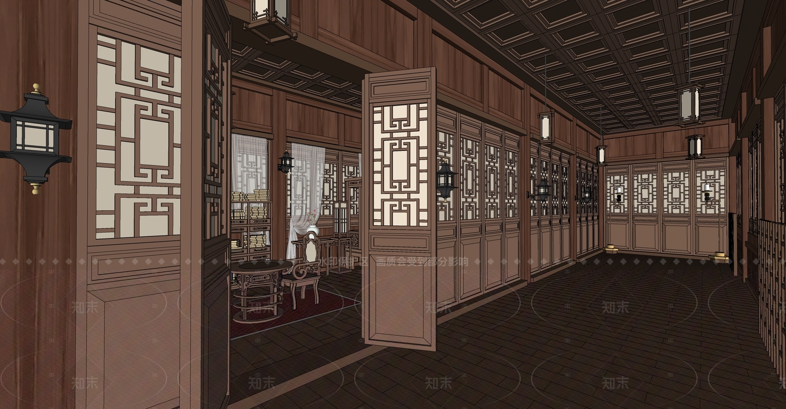 中式家居卧室SU模型下载【ID:1216000889】