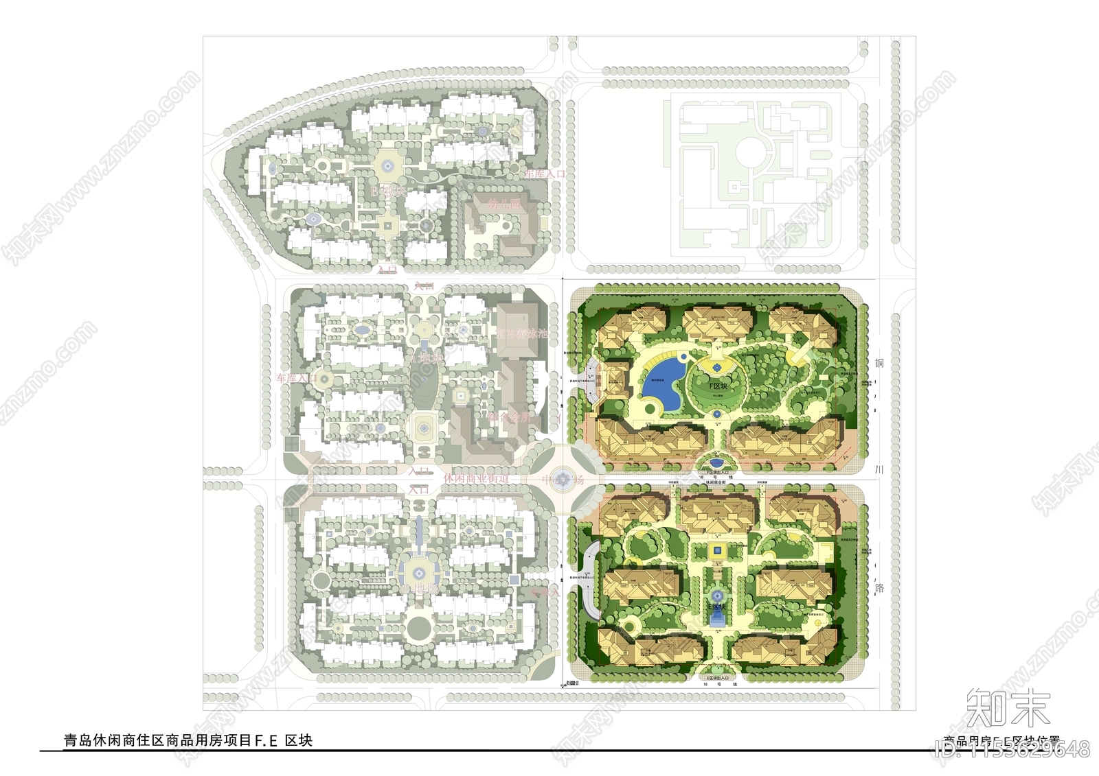 青岛蓝庭休闲商住区cad施工图下载【ID:1153629648】