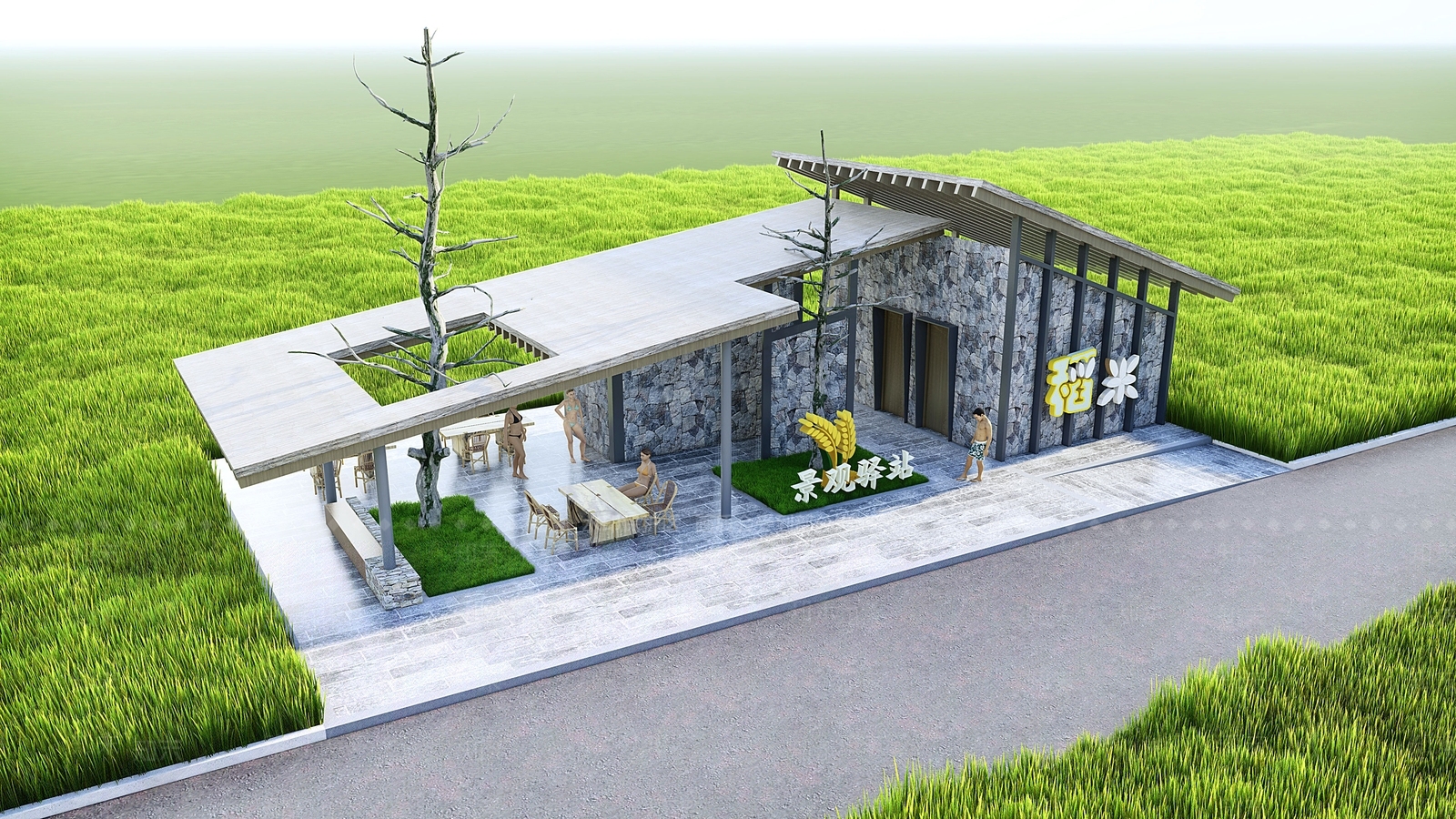 新中式驿站SU模型精品下载_SketchUp模型_知末网
