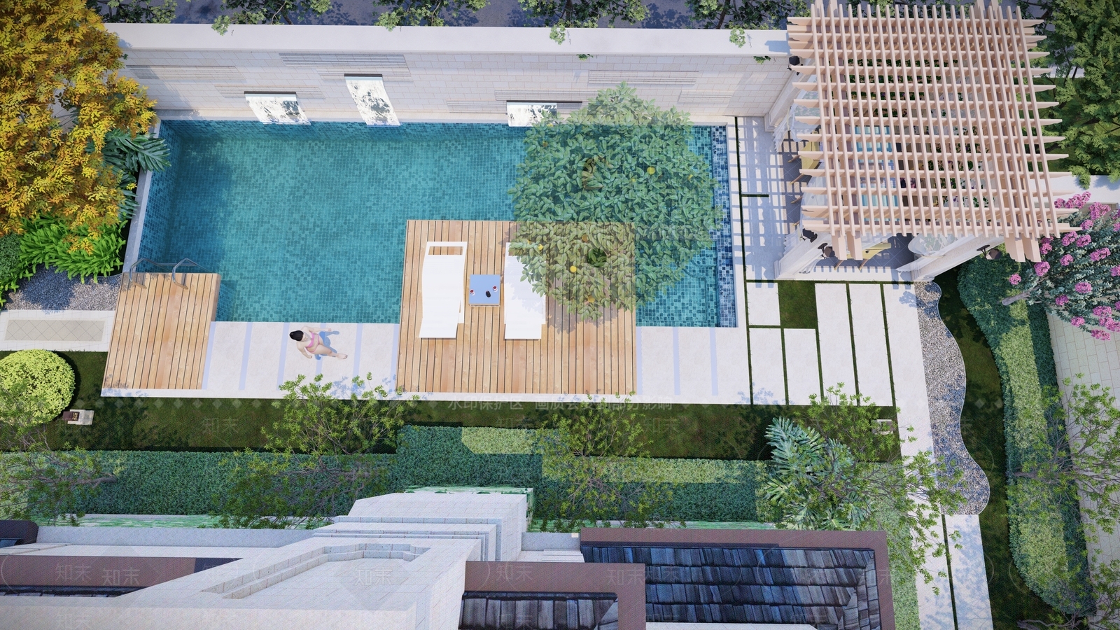 欧式庭院花园景观SU模型下载【ID:1153637037】