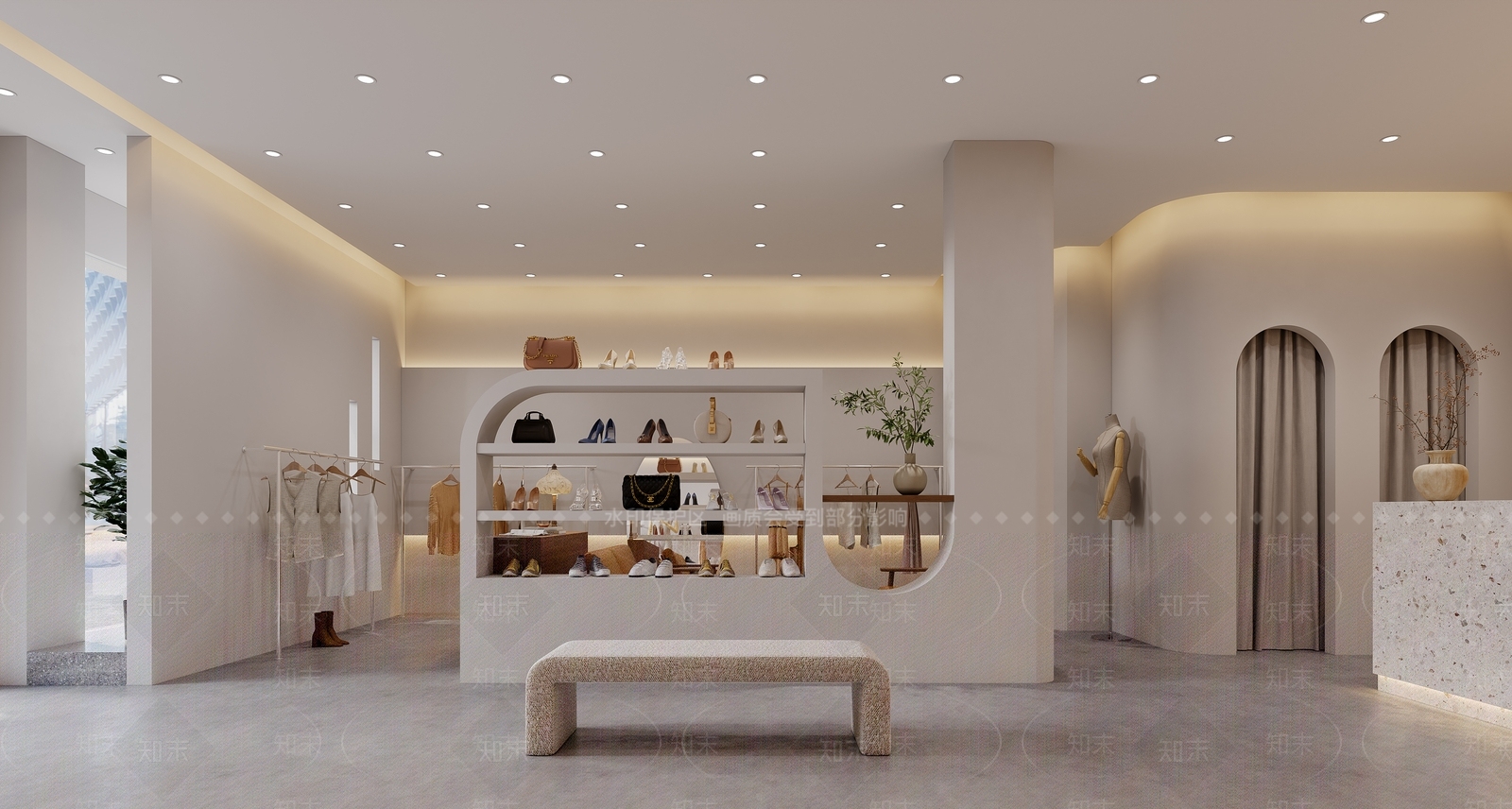 现代服装鞋包店3D模型下载【ID:1153637739】