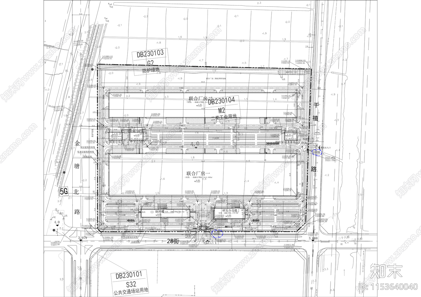 某制药集团总部园区景观绿化和竖向道路设计cad施工图下载【ID:1153640040】