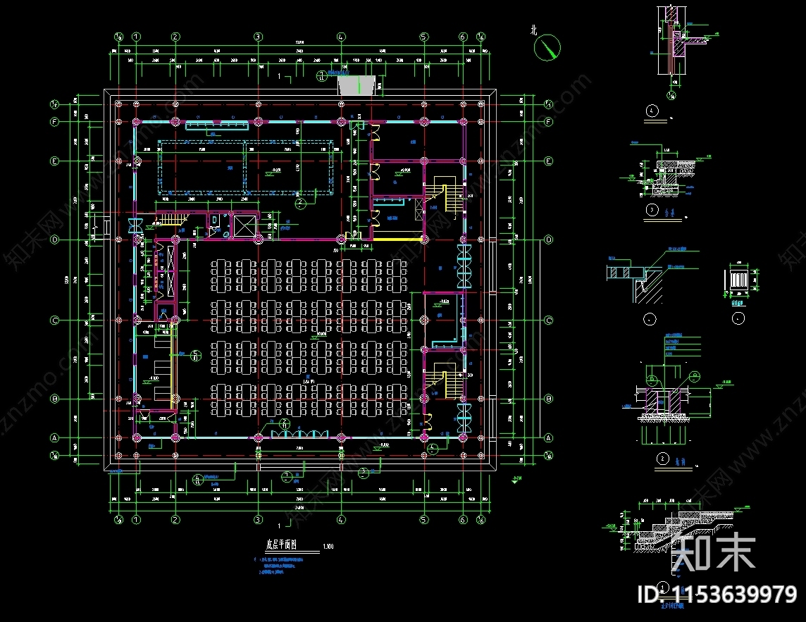 仿古寺庙建cad施工图下载【ID:1153639979】