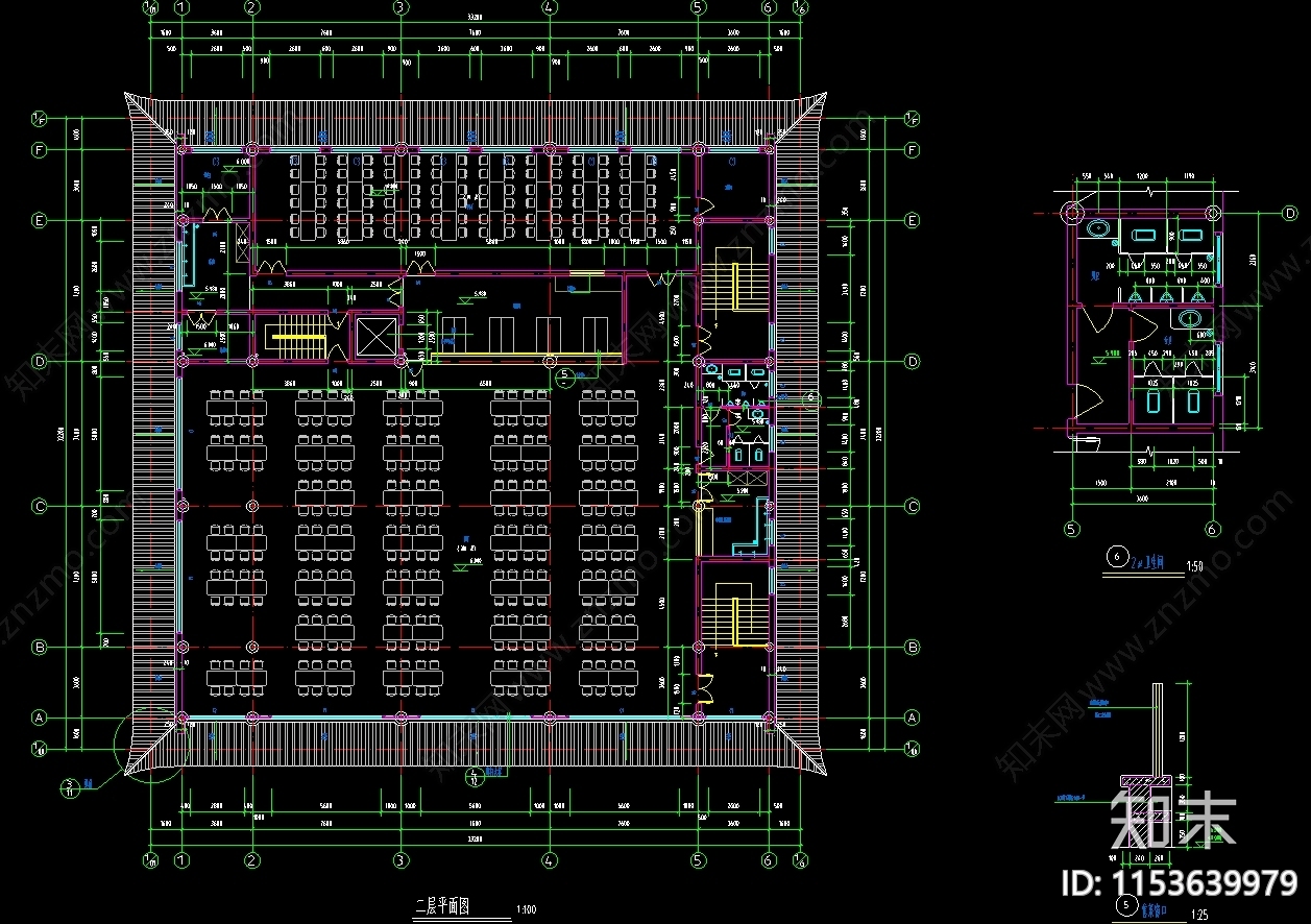 仿古寺庙建cad施工图下载【ID:1153639979】