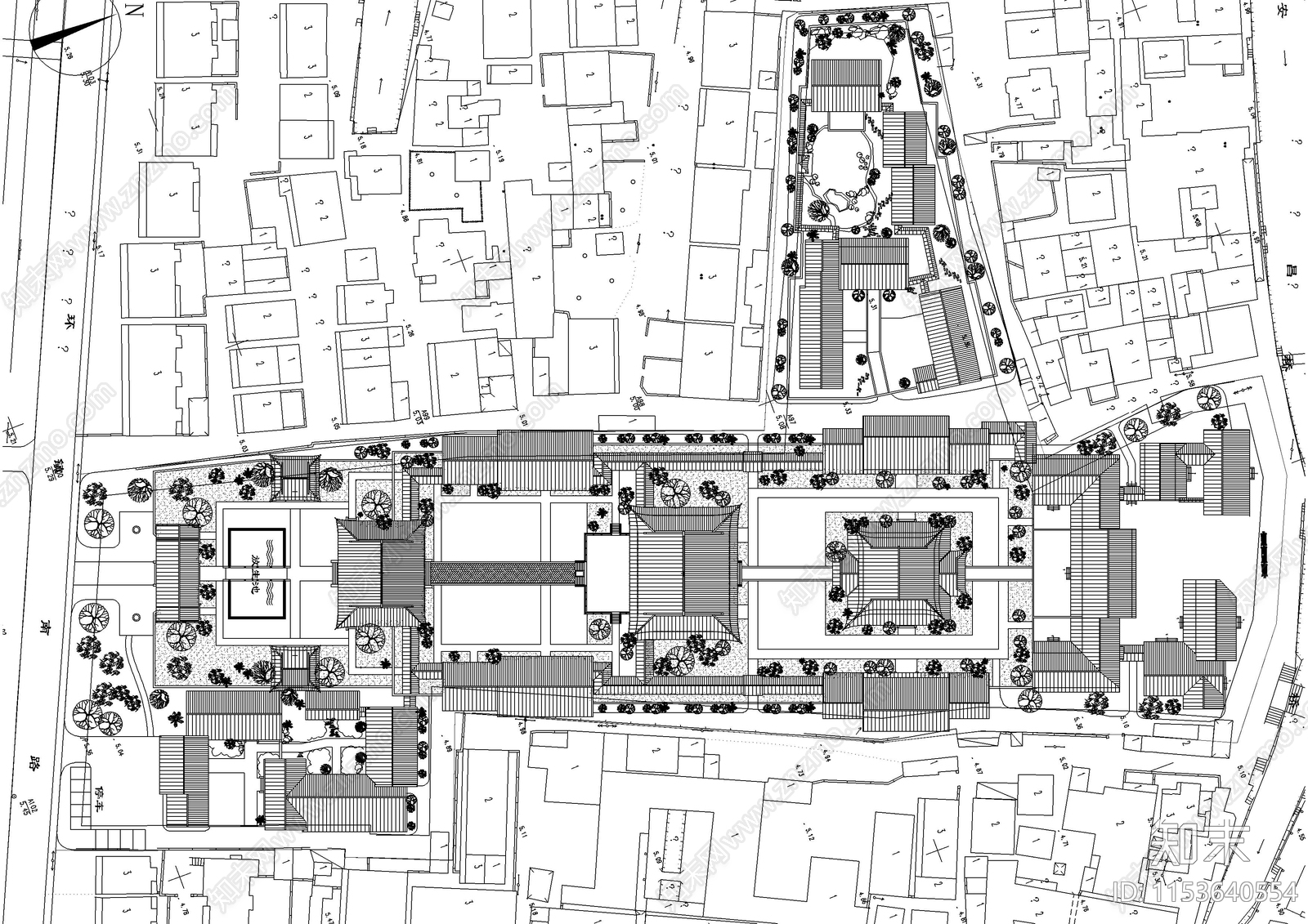 古寺庙建筑设计方案图cad施工图下载【ID:1153640554】